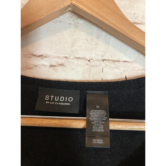 Studio Liz Claiborne Angora Sweater Womens Medium Black Boxy Popover Capsule - Picture 11 of 12
